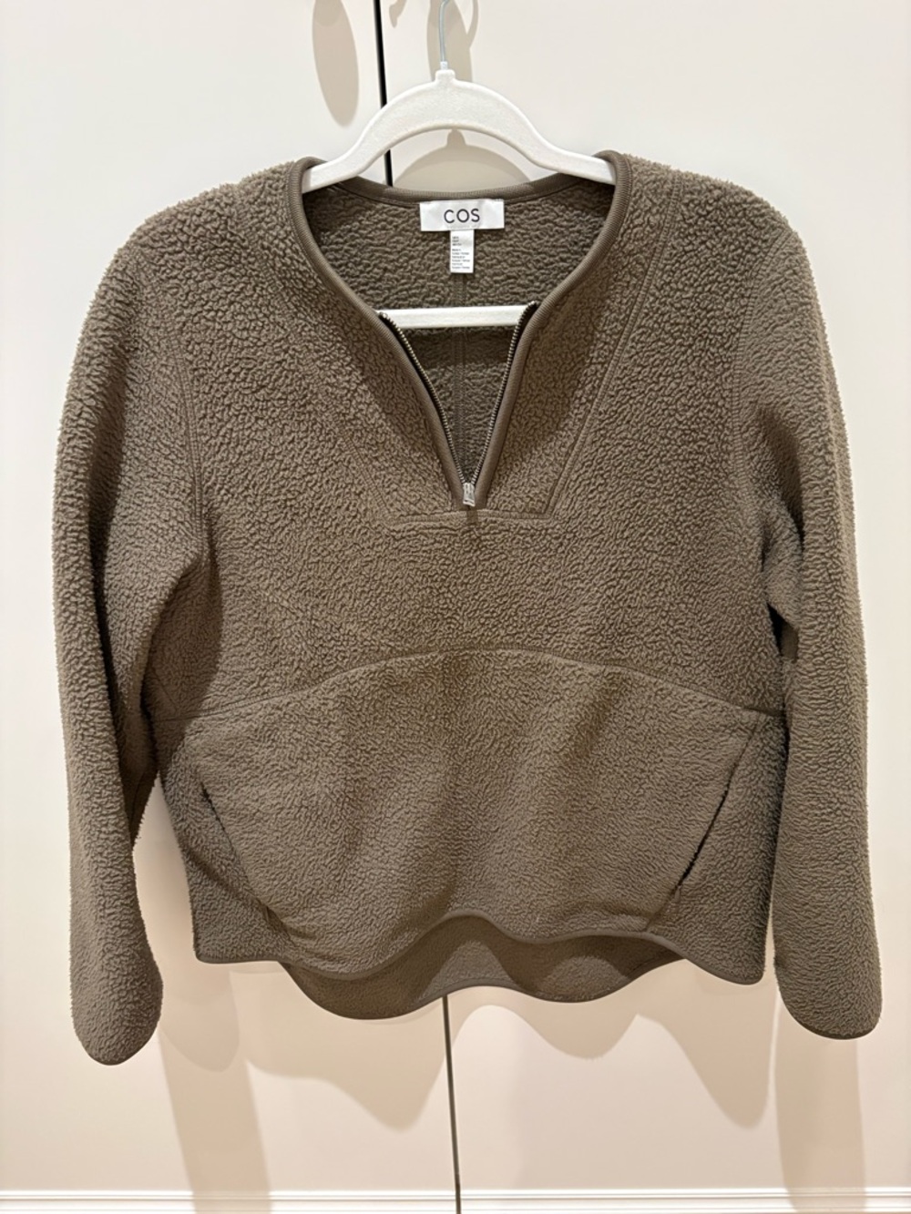 COS Taupe Sherpa Half-Zip Turtleneck Pullover